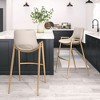 Faux Leather Barstool 39"H, Beige & Gold Finish With Electroplated Steel Legs (Set of 2) by Zuo Modern - 3 of 4