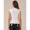Allegra K Women's Party Club Sequin Sparkle Glitter V Neck Cap Sleeve Blouse - 3 of 4