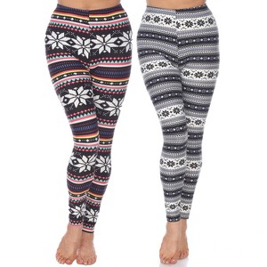 Women's Pack of 2 Leggings - One Size Fits Most - White Mark - 1 of 1