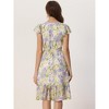 Allegra K Women's Floral Chiffon Flutter Sleeve Belted Square Neck Ruffled Hem Dress - 4 of 4