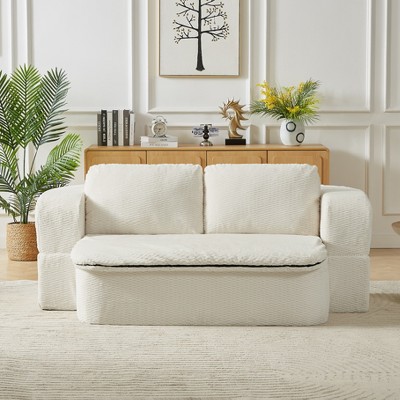 Dolonm 2-in-1 Convertible Compression Sofa, Foldable Floor Sofa Bed with Cover, No Assembly ,for Living Room Bedroom,Beige