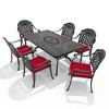 Hzzkey 7-Piece Rectangle Cast Aluminum Patio Set , Red Cushions , Umbrella Hole , Black - 3 of 4