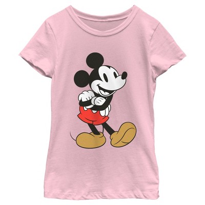 Girl's Mickey & Friends Retro Pose T-shirt - Light Pink - Small : Target