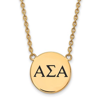Black Bow Jewelry 14k Yellow Gold Plated Sterling Silver Alpha Sigma Alpha Greek Life Necklace 18 Inch