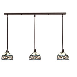 Toltec Lighting Any 3 - Light Chandelier in  Dark Granite with 7" Royal Merlot Art Glass Shade - 1 of 1