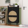 RISOKEYS Natural Rattan Shoe Cabinet with 2 Flip Drawers,Free Standing Shoe Rack Storage Cabinet for Heels,Slippers for Entrance Hallway - 2 of 4