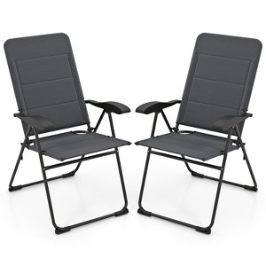 Tangkula 2PCS Patio Folding Chairs Back Adjustable Reclining Padded Garden Furniture - 1 of 4