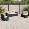 vidaXL 7 Piece Patio Sofa Set with Cushions Black and Cream Poly Rattan - Without Table - 2 of 4
