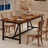 70.87 Inch Large Farmhouse Dining Table with Wood Grain Engineered Panels and Sturdy Black Metal Legs, Seats 6-8, Dual Use as Home Office Desk - 3 of 4