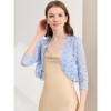 INSPIRE CHIC Women's Elegant 3/4 Sleeve Sheer Floral Lace Open Front Crop Shrug - 3 of 4