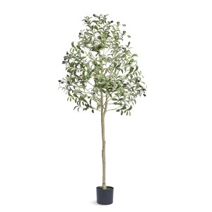 VEVOR Artificial Olive Tree, 5 FT Tall Faux Plant, Secure PE Material & Anti-Tip Tilt Protection Low-Maintenance Plant, for Home Office,Green - 1 of 4