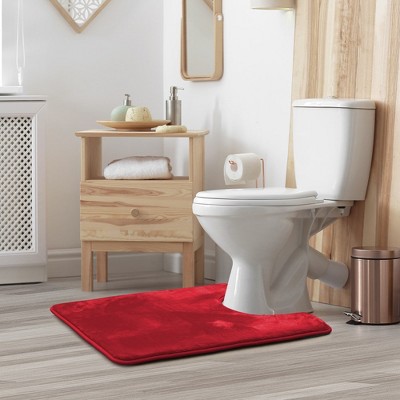 Red Velvet Memory Foam Contour Bath Rug with PVC Backing