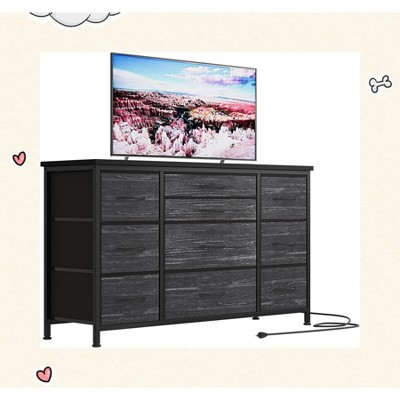 Garvee Stylish 55'' TV Console with 10 Drawers & Built-in Power Outlet – Versatile Storage for Any Room