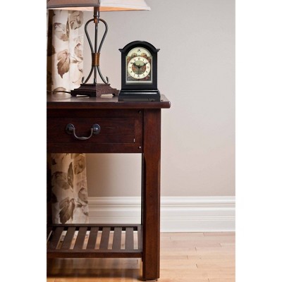 Black Grandfather-Inspired Tabletop Clock with Artwork