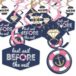 Big Dot of Happiness Last Sail Before the Veil - Nautical Bachelorette and Bridal Shower Hanging Decor - Party Decoration Swirls - Set of 40 - 1 of 4