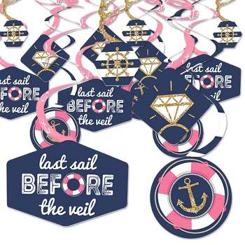 Big Dot of Happiness Last Sail Before the Veil - Nautical Bachelorette and Bridal Shower Hanging Decor - Party Decoration Swirls - Set of 40