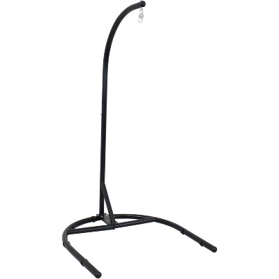 Sunnydaze Indoor/Outdoor Durable Powder-Coated Steel U-Shaped Hanging Egg Chair Swing Stand - 76" - Black
