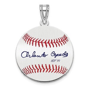 Black Bow Jewelry Sterling Silver Orlando Cepeda Signature SM Enamel Baseball Pendant - 1 of 4