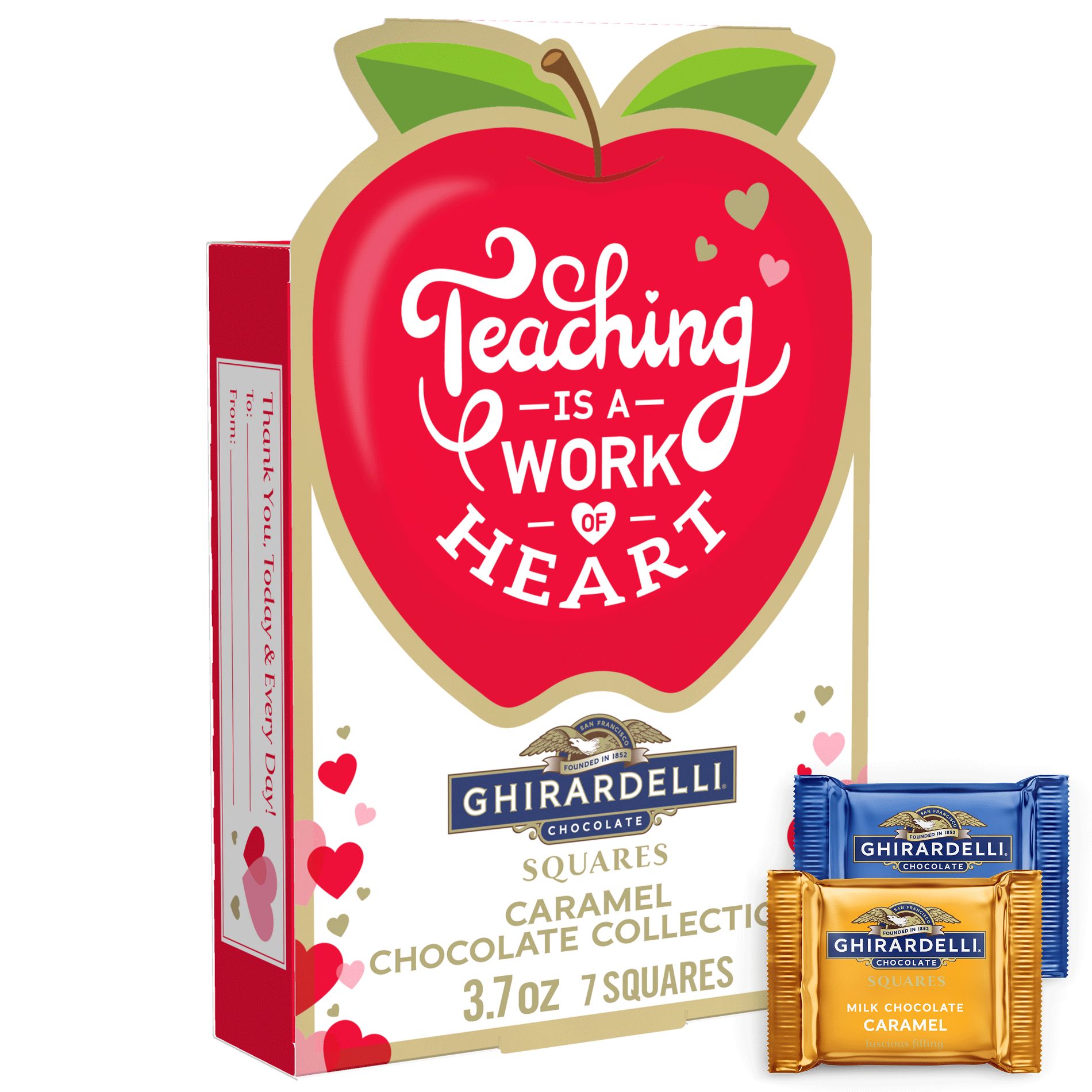 Ghirardelli Valentine's Squared Collection Teacher's Gift Caramel Chocolate Candy - 3.7oz