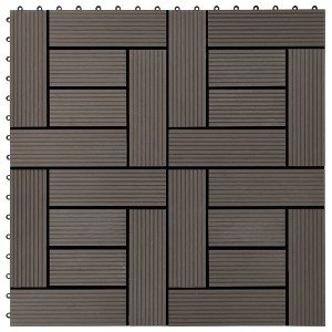 vidaXL 11 pcs Decking Tiles WPC 11.8"x11.8" 1 sqm Dark Brown - 1 of 4