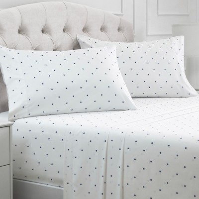 Mellanni 1800 Bed Sheets King Polka Dot Navy