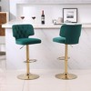 2pcs Bar Stools Modern Counter Height Bar Stools with Back Upholstered Swivel Adjustable Barstools for Kitchen Island Restaurant Emerald - 2 of 4