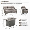 4 Pieces Wicker Outdoor Patio Rattan Sectional Conversation Set with Fire Pit Table and Patio Swivel Glider Chairs Set - 2 of 4