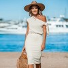 Women's Waffle Knit Off-Shoulder Midi Dress - Cupshe - 4 of 4