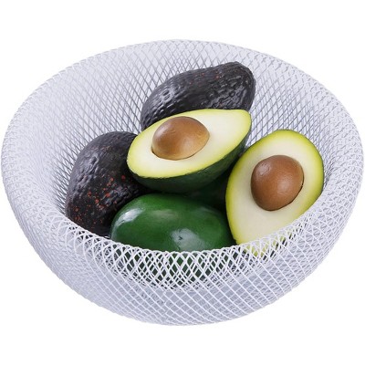 Metal Wire Woven Fruit Storage Bowl Basket for Kitchen, Large Black Mesh Fruit Stand, for Apple, Pineapple, Banana, Orange, Lemon, Pear (White)