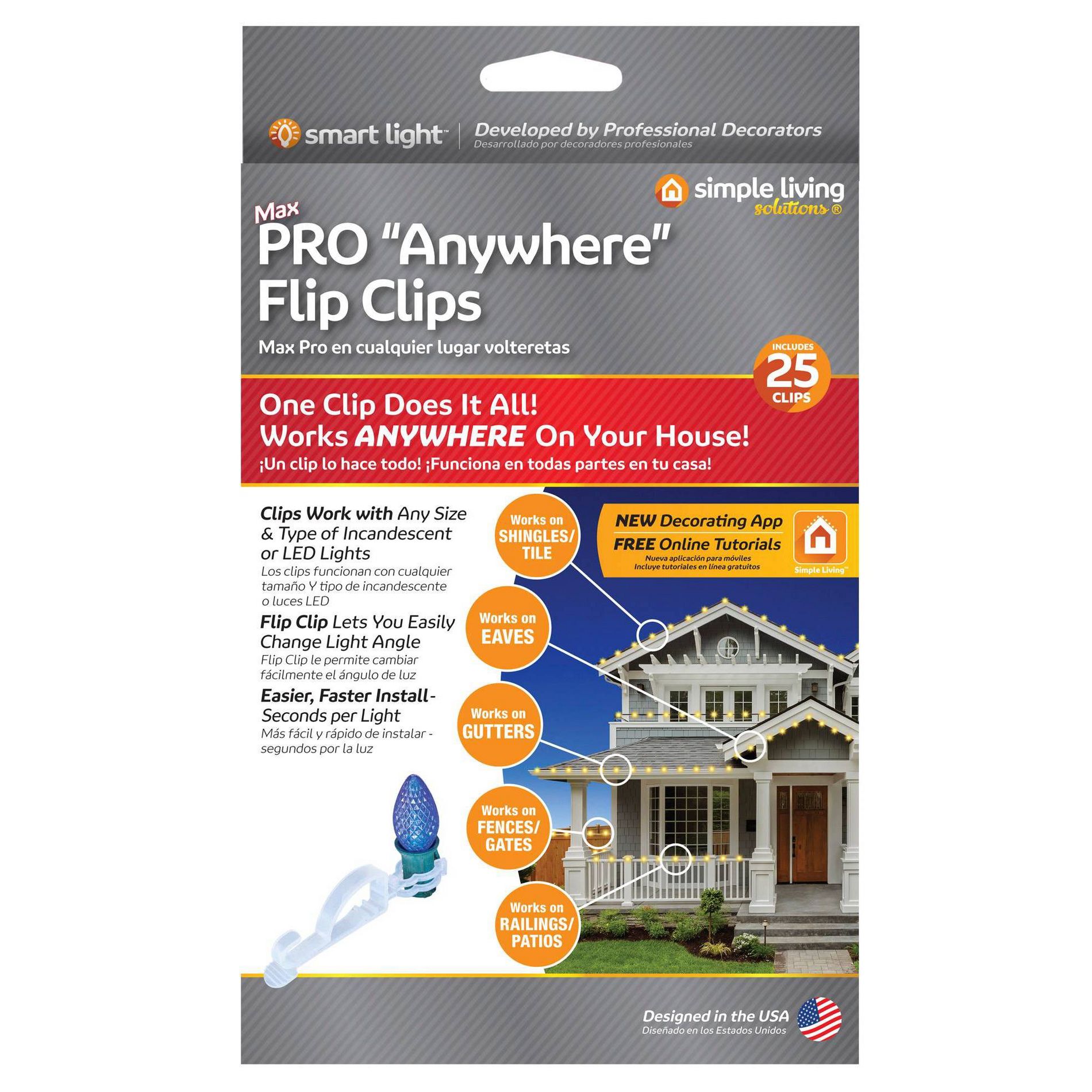 Simple Living Solutions 25ct String Light Pro Anywhere Flip Clips