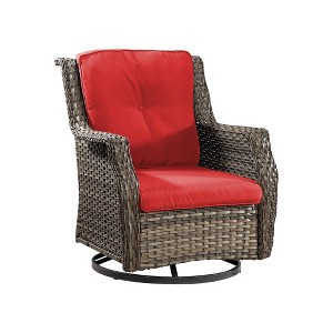 YARDSIGHT Outdoor Swivel Patio Chair with High Back – All-Weather PE Wicker Rattan Chair with Waterproof Cushion for Porch, Deck, Backyard & Balcony - 1 of 4