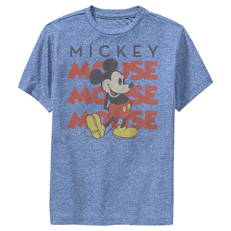 Boy's Disney Mickey Mouse Name Stack Distressed Performance Tee, 1 of 5