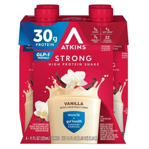 Atkins Strong 30g High Protein Shake - Vanilla - 44 fl oz/4pk - 1 of 4