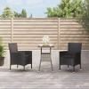 vidaXL Patio Bistro Set with Cushions Black Poly Rattan - Plain Black 2 Piece - 2 of 4