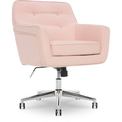 Blush Pink Memory Foam Swivel Office Chair with Arms