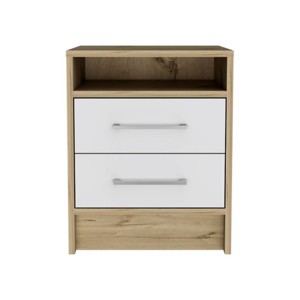 GlasFlength Nightstands Modern Two Drawer Bedside Table with Metal Handles Elegant Design for Bedroom Storage, Multicolored, 15.7"*14.7"*19.9" - 1 of 4