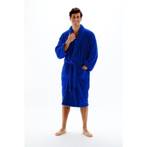 BC BARE COTTON Mens Shawl Robe Microfiber Plush Fleece Bathrobe - 1 of 4