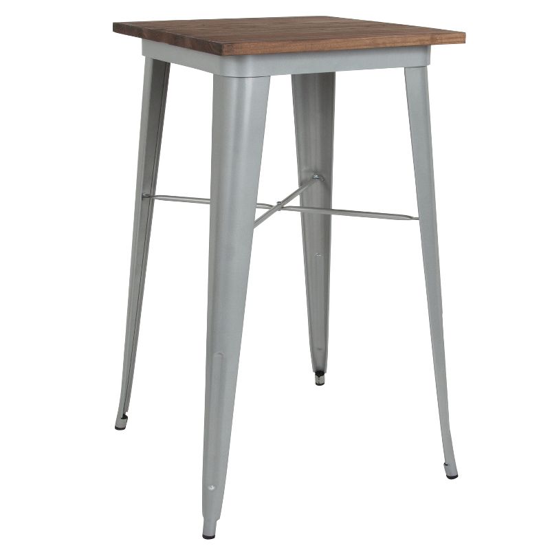 Emma and Oliver 23.75" Square Wood/Metal Indoor Bar Height Table, 1 of 3