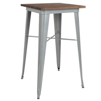 Flash Furniture 23.5" Square Metal Indoor Bar Height Table with Rustic Wood Top