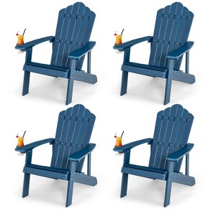 Tangkula 4PCS Adirondack Chair HIPS Adirondack Chair w/Cup Holder Realistic Wood Grain Weather Resistant Outdoor Chair for  380 LBS Weight Capacity Black/Navy/White/Teak/Dark Green/Red/Light Grey/Yellow - 1 of 4