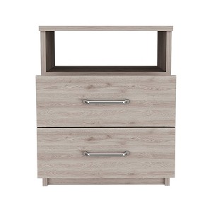 Gulches Olivenza 2-Drawer Nightstand - Light Gray Finish with Open Shelf, 19.9"H Particle Board Bedside Table & Metal Hardware - 1 of 4