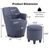 360° Swivel Accent Chair with Ottoman, Burlap Fabric Lounge Sofa with Nail Trim, Metal Frame Living Room Chair, Bedroom Vanity Glider - 2 of 4