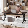 Tribesigns 63 Inch Executive Desk, Modern Office Computer Desk with Thick Wooden Tabletop and Metal Frame for Home Office, Walnut Brown - 2 of 4