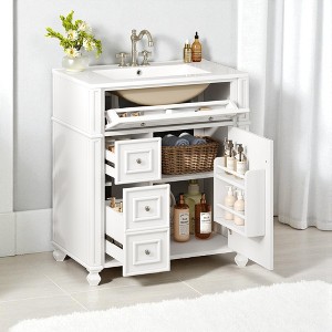 Mshliw 30 Inch Bathroom Vanity with Ceramic Sink, Freestanding Cabinet with Soft Close Doors, Drawer and Door Organizer Storage - 1 of 4