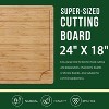 Two-piece 24-inch extra-large bamboo cutting board set with drainage channels, heavy-duty wooden cutting board with handles, natural bamboo. - 2 of 4