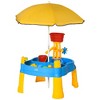 Qaba Kids 2-in-1 Water Table 25Pcs Sand Table Enlarged Sized Indoor Outdoor Play Table with Adjustable Sun Umbrella, Multi-colored - 4 of 4