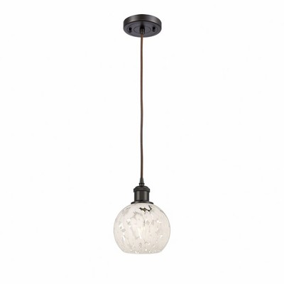 White Mouchette - 1 Light Cord Hung Mini Pendant In Modern Style-8 Inches Tall and 6 Inches Wide