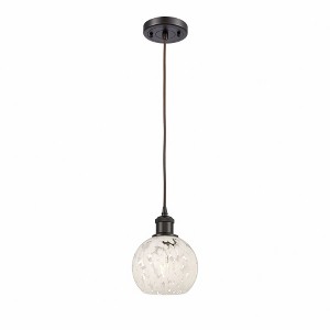 White Mouchette - 1 Light Cord Hung Mini Pendant In Modern Style-8 Inches Tall and 6 Inches Wide - 1 of 1