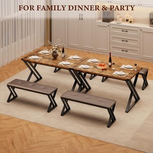 3 Piece Dining Table Set for Small Space, Dining Table with 2 Benches, Kitchen Table Set for 4, Apartment, for Kitchen, Dining Room - 1 of 4