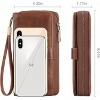 Wikineon Leather Credit Card Holder Wallet for Women RFID Blocking Large Capacity Bifold Zipper Card Case Organizer with Wristlet 45 Slots - 3 of 4